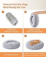 Feandrea Fluffy Dog Bed Ombre Grey 60 cm Doughnut Cushion view 8