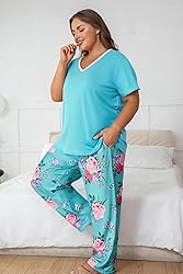 Vozanet Women's Pajama Sets Short Sleeve with Long