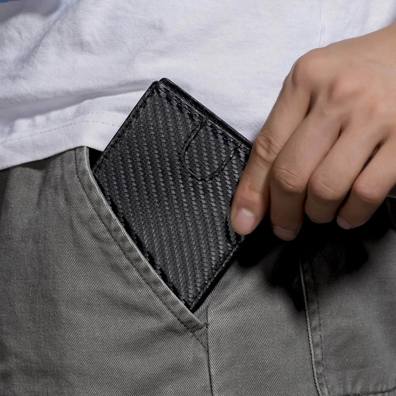 BOS VIP Women Mens Slim Money Clip Durable Leather Wallets Minimalist RFID Blocking Front Pocket Card Holder Black I