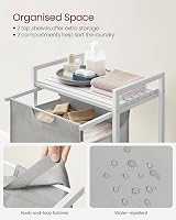 VASAGLE Laundry Basket 65 L Pull-Out Liner Shelf 50x33x72 cm Dove Grey view 4