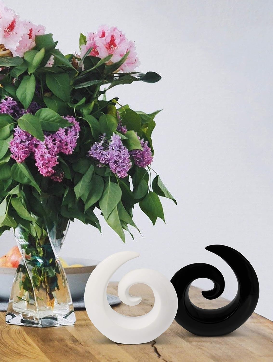 Stylish pair of ceramic sculptures - modern decoration in black & white - deco sculpture - each figurine 16cm high - Image 3