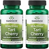 Swanson HiActives Tart Cherry - Natural Supplement Supporting Joint Health, Mobility & Flexibility - Helps Strengthen Collagen Structures & Connective Tissue - (60 Capsules, 465mg Each) (2 Pack)