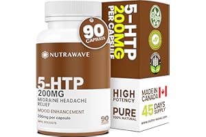Nutrawave PURE 5-HTP 200mg Capsules – 5-HTP Supplement for Women & Men – Non-GMO, Vegan, Gluten-Free – 90 Capsules