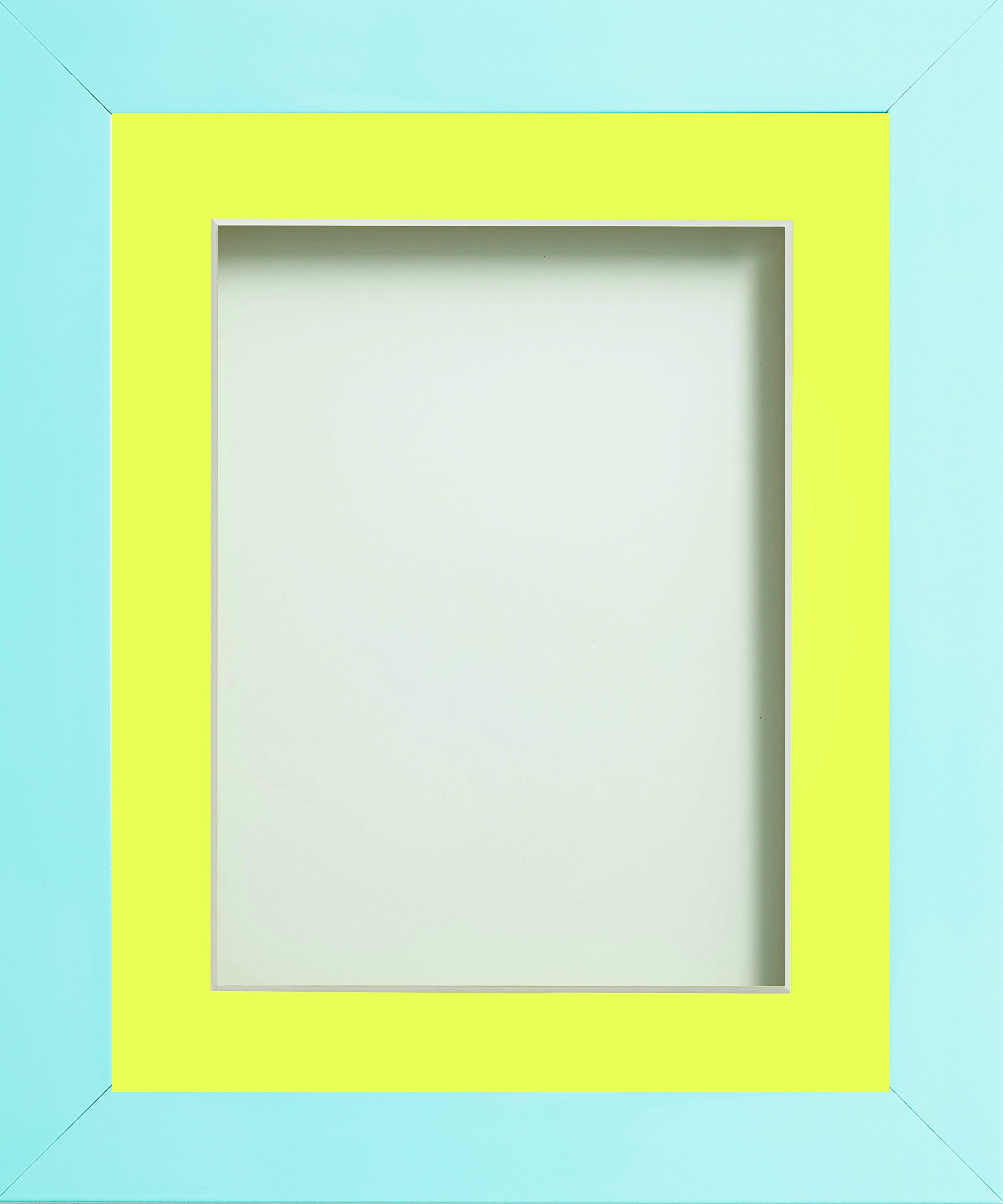 Frame Company Candy Range Aqua Blue A4 Frame With Lemon Bon Bon Mount for image size 10x6 inches