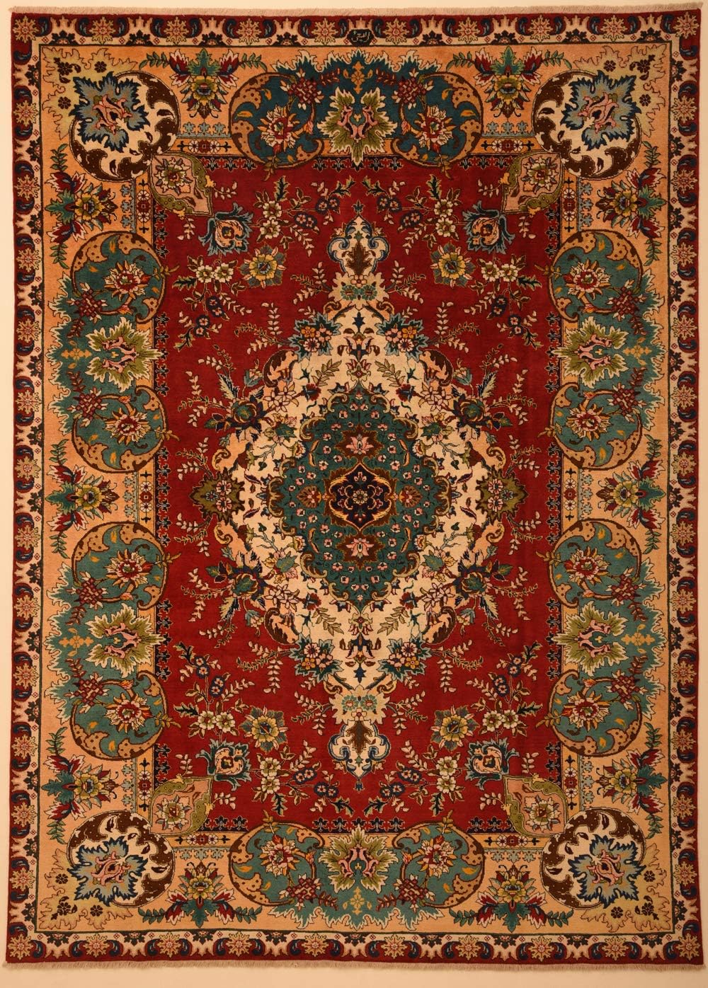 Catalina Rug Signature Persian Rug Tabriz Wool Red Floral 8x11 Hand-Knotted Oriental Carpet One-of-a-Kind Rabee Master Workshop (8'3" x 11'4")