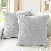CaliTime Throw Pillow Covers Decorative 20 X 20 Inches Pack of 2 Cozy Chenille Cushion Cases for Couch Sofa Bed Living Room Home Moonbeam Gray