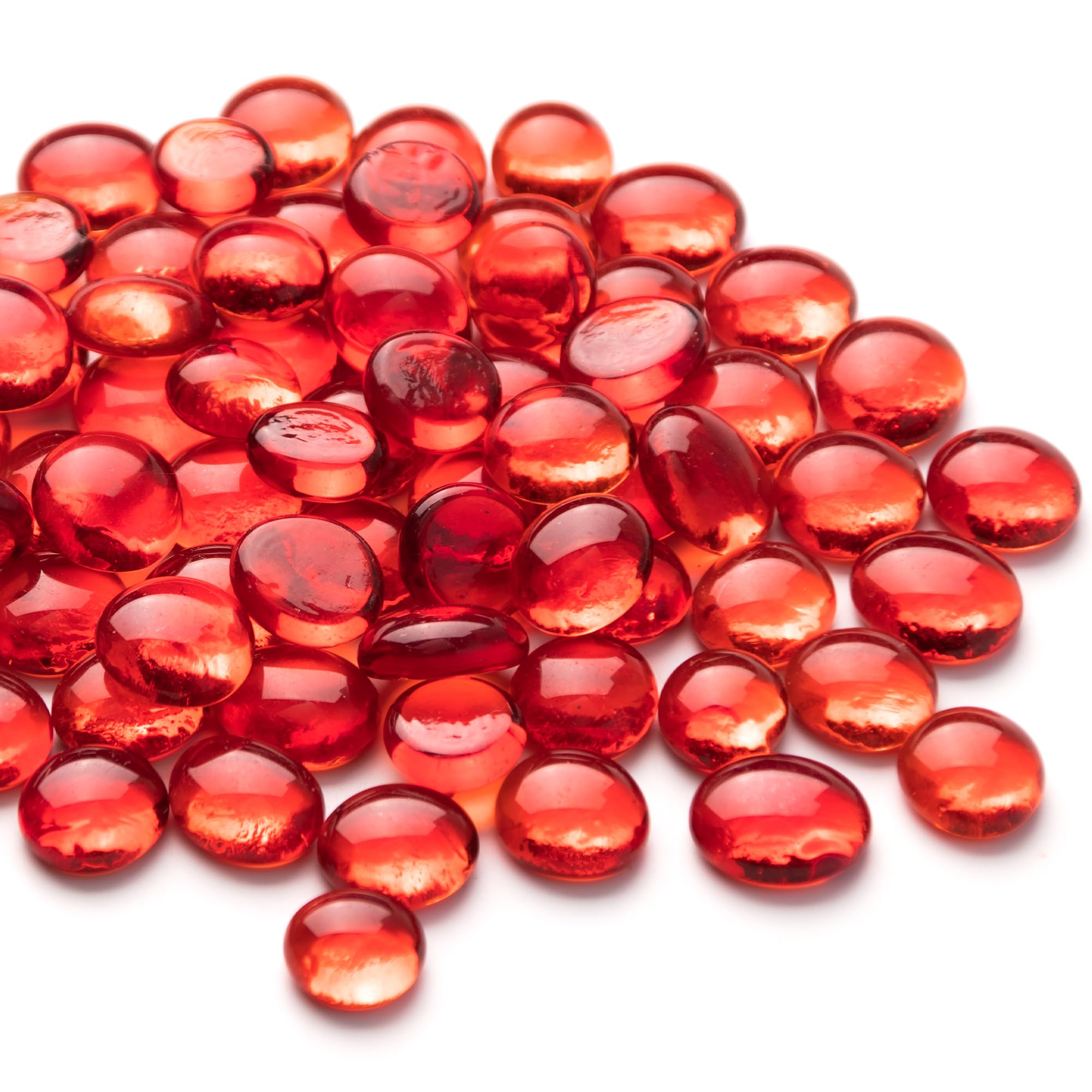 Photo 1 of Meschett 50PCS Mini Glass Gems,Red Mancala Stones Flat Bottom Marble Beads for Home Decorative Art Craft Vase Filler(0.5"~0.7")