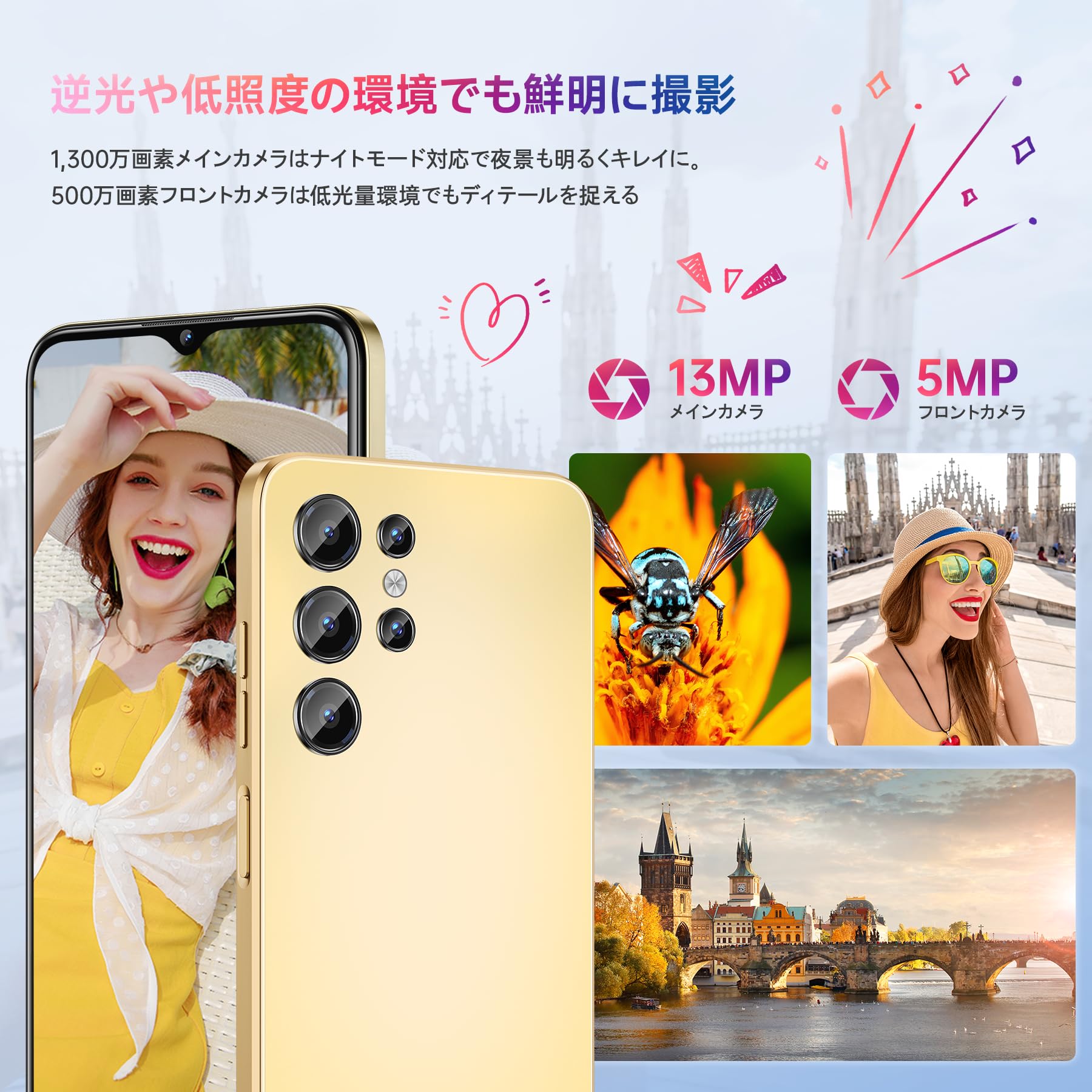 (Android 15) OUKITEL C1 SIM-Free Smartphone Body, 16 GB RAM + 128 GB ROM, 1TB Extendable, 6.56 Inch HD, Large Screen, 5150 mAh Large Capacity, 13MP+5MP Camera, 4G, Dual SIM Smartphones, Fingerprint