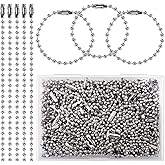 CllyCnny Ball Chains Dog tag Chain - 200 Pcs Ball Bead Chains Connector Clasp 5.9 Inch Long 2.4mm Silver Metal Beaded Chain Bulk for Jewelry Making Keychains Crafts DIY Hanging Decoration
