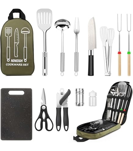 Camping Mess Kits 28 PCS Dinnerware Set Cookware Bowls Plates - View #9