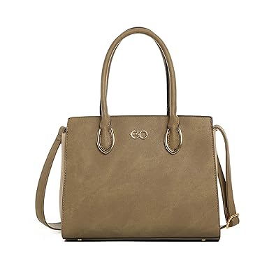 E2O Fashion Womens Metallic Buckle Olive Satchel
