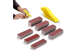 Sandpaper Set with Hand Sander - 70PCS Wet and Dry Sandpaper Sheets (P40 to P600 Grit) + Ergonomic Detail Sanding Block with 