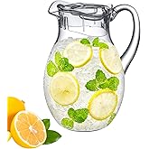 Amazing Abby - Bubbly - Plastic Pitcher (64 oz, 2 Quart), Clear Water Pitcher with Lid, Fridge Jug, BPA-Free, Shatter-Proof, Great for Iced Tea, Sangria, Lemonade, Juice, Milk, and More