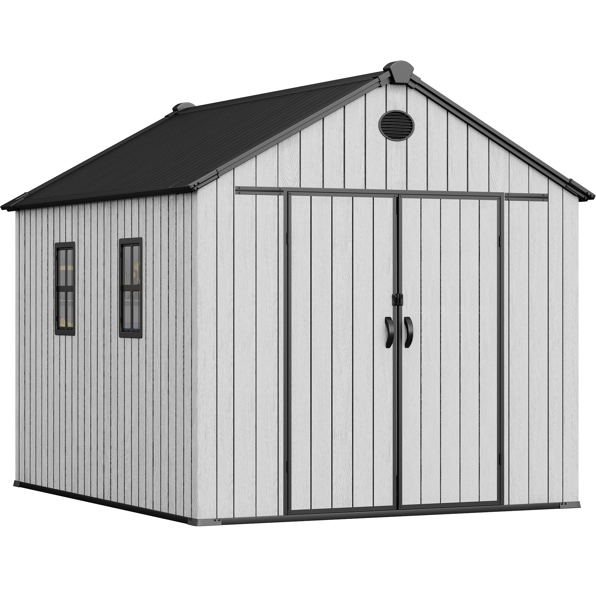 Photo 1 of *** ONLY BOX 3/3, ONLY 1 BOX**** YITAHOME 8x10 FT Outdoor Storage Shed with Floor, Plastic Garden Shed for Bikes, Tools, Supplies, Waterproof Resin Shed with Lockable Doors, 2 Windows & 2 Vents for Patio, Backyard, 556 cu. Ft., Gray