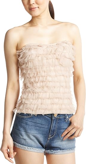 Amazon スナイデル Snidel チュールフリルベアトップ Sctb Pnk ピンクベージュ F キャミソール タンクトップ 通販