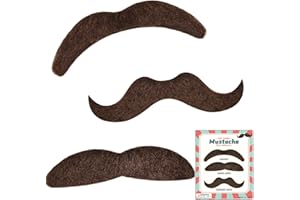 Itscolofy 3PCS Mustache Self Adhesive, Stick On Mustache Costume, Halloween Party Beard Costume Accessory for Adults (Brown)