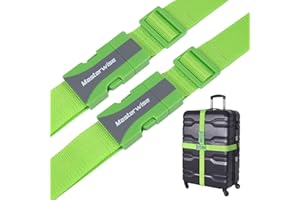 Masterwise Luggage Straps, 79” Adjustable Luggage Straps for Suitcases TSA Approved Travel Belt Suitcase Strap to Keep Your Suitcase Secure While Traveling (Green, 2pcs)