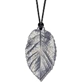 Munchables Chewable Leaf Pendant - Sensory Chew Necklace for Girls (Silver) | OT-recommended sensory chew necklace from a Canadian mom-owned brand, made with food-grade silicone for discreet support