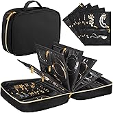 Vutlue Travel Jewelry Case Organizer for Women, Jewelry Storage Book with Small Pouch, Travel Jewelry Bag Case for Traveling Necklace, Earrings, Rings, Bracelet Organizer (Black)