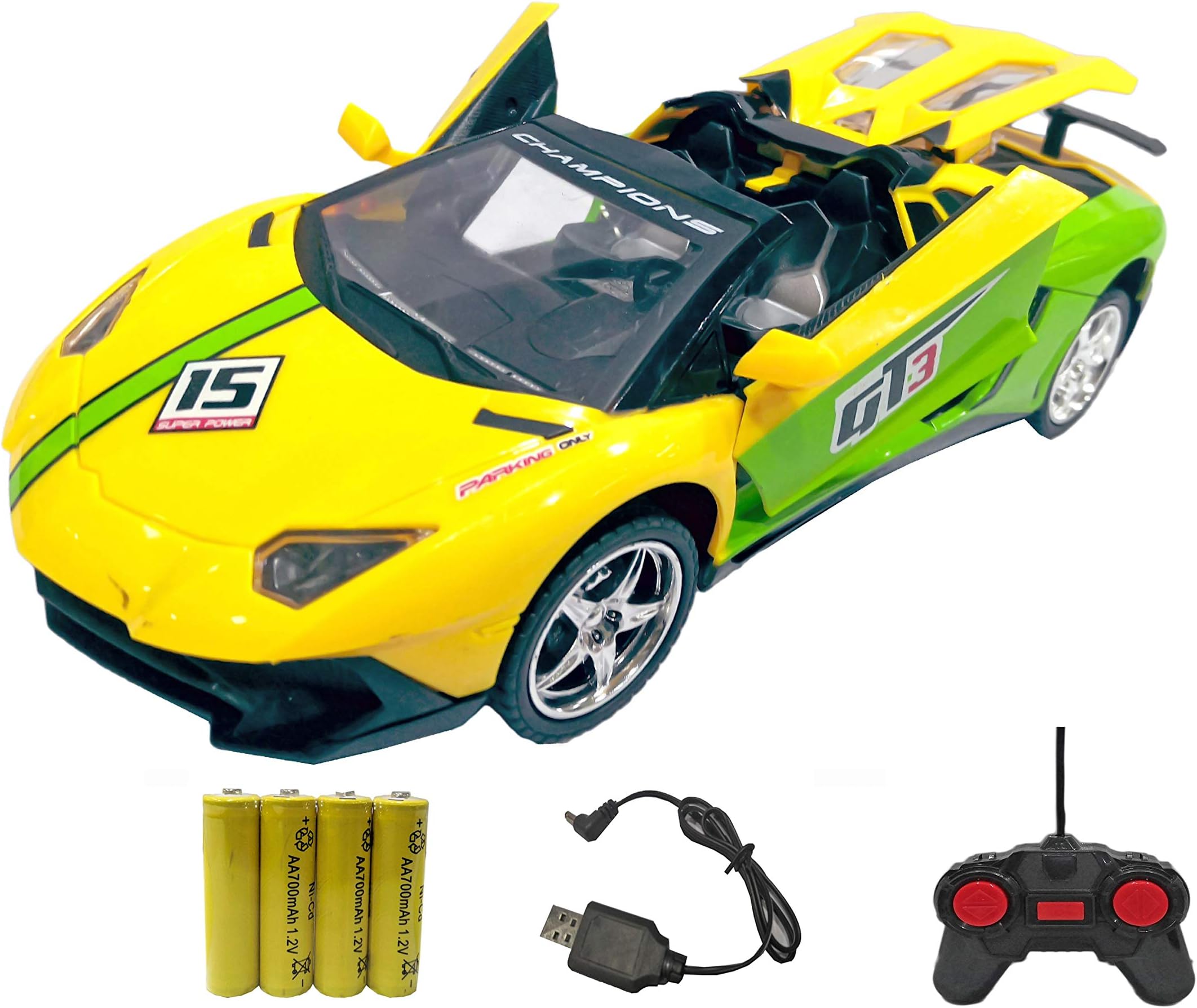 Popsugar Lamborghini 1:18 Three Door Opening Car with Rechargeable Battery and Charger RC car for Kids