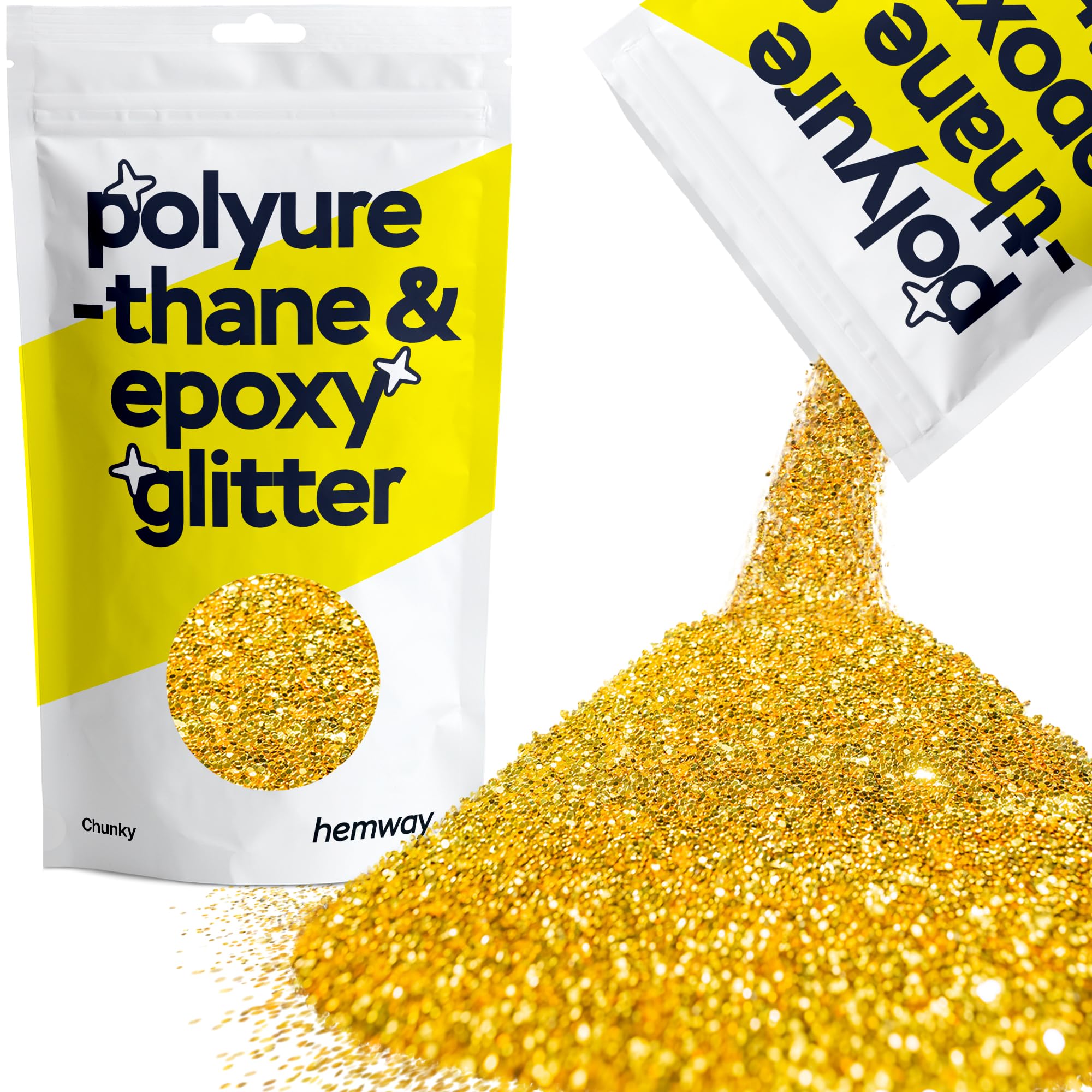 Hemway Resin Glitter Gold 100g Chunky | Polyurethane & Epoxy Glitter for Resin Crafts, Tumblers, Coasters, Floor & Table Art — image 1