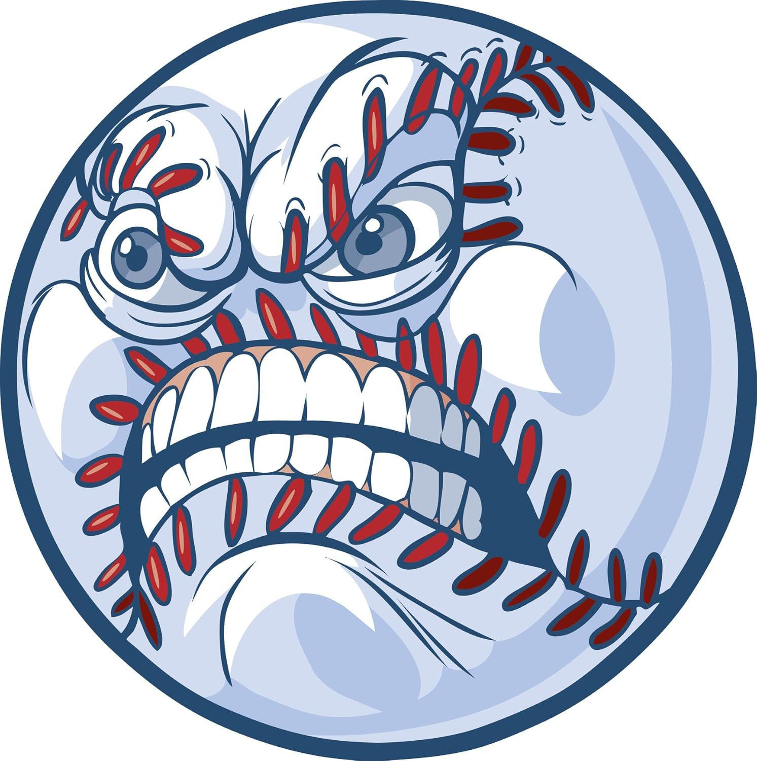 Angry Baseball Emoji Icon Vinyl Decal Sticker (4" Wide
