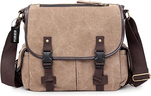 Amazon Tibes メッセンジャーバッグ メンズ ショルダーバッグ 人気 通勤 バッグ 帆布 大学生 デジカル ブラウン Tibes スポーツショルダーバッグ エナメルバッグ