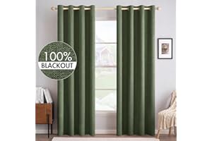 MIULEE 100% Blackout Linen Curtains for Bedroom Thermal Insulated Grommet Room Darkening Curtains & Drapes for Living Room Nu