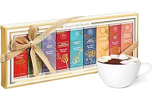 KIRI & SONS Gourmet Hot Chocolate Gift Set, Set of 9 Delicious Flavors Including Salted Caramel, Peppermint, French Vanilla and More, Packaged in Gift Box & Bow, Holiday & Christmas Gifts Men, Women & Kids Adults