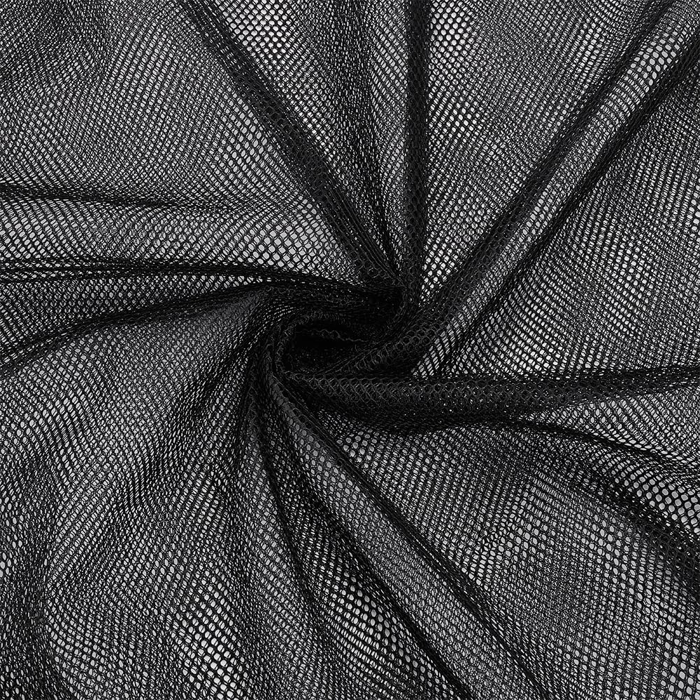 FINGERINSPIRE 1.6Yard/1.5m Black Mesh Fabric 1.5m Wide Slightly Stretchy Fabric Polyester Mesh Fabric for Sewing Black Fabric for Hat Decoration Wedding Dress Fabric for Bridal Dress Skirts DIY Crafts