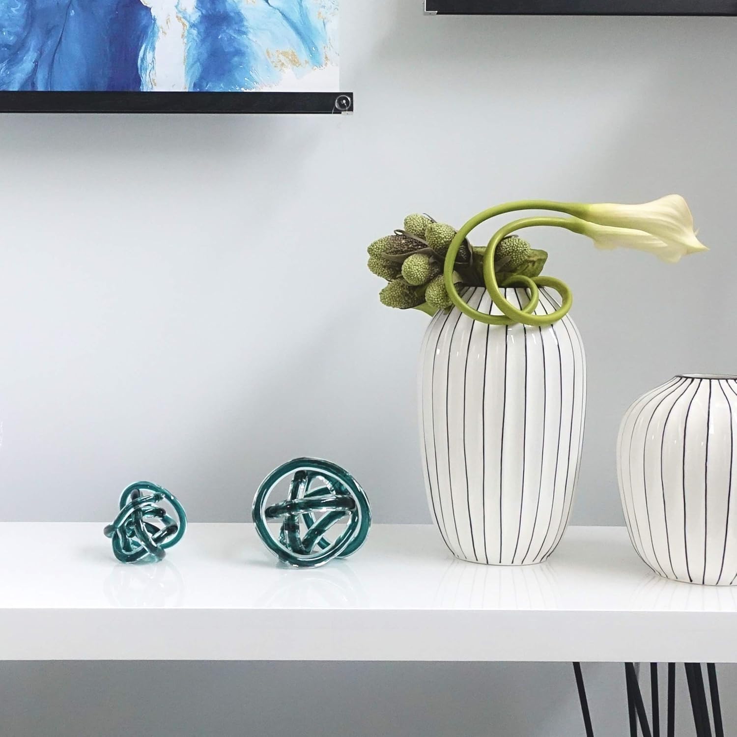 Torre & Tagus Orbit Glass Décor Ball, Small, Teal: Home & Kitchen