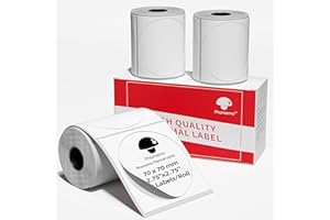 Memoqueen Circle Thermal Labels for Phomemo M221/M220/M200 Label makers,2.75''(70mm),Round Thermal Label for Business/Barcode/Mailing/Gift,Black on White,110Labels/Roll, 3Rolls