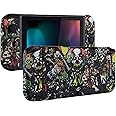 eXtremeRate DIY Replacement Shell Buttons for Nintendo Switch, Soft Touch Back Plate for Switch Console, Custom Housing Case with Full Set Buttons for Joycon Handheld Controller - Scary Party