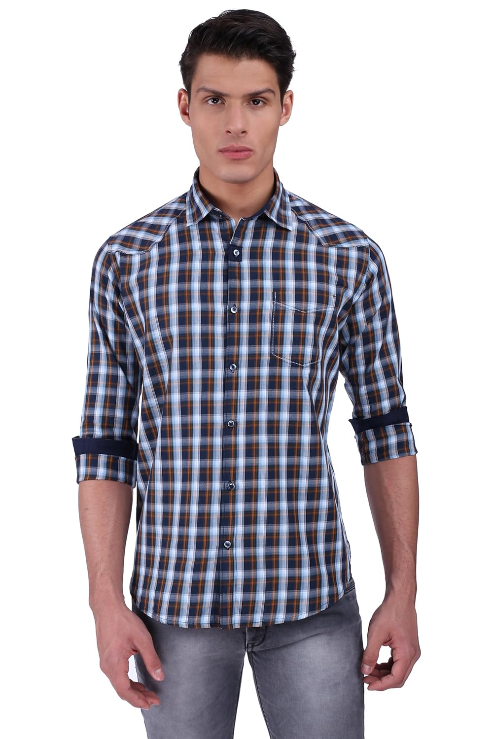 freestone mens checkered casual shirt