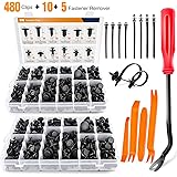 GOOACC 480PCS Bumper Retainer Clips with Fastener Remover Car Plastic Rivets Fasteners Push Retainer Kit -Door Trim Panel Cli