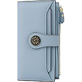 Travelambo Women's Wallet RFID Blocking Large Size Triple Fold Oil Edge Leather Card Holder with Zipper Pocket & Slim Compact Credit Card Organizer for Ladies