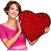 Thiccywoov 50 Piece Preserved Roses in Heart Shaped Box Valentine's Day Gifts for Her Flowers in a Box Eternal Roses for Women Wife Her Mother's Day