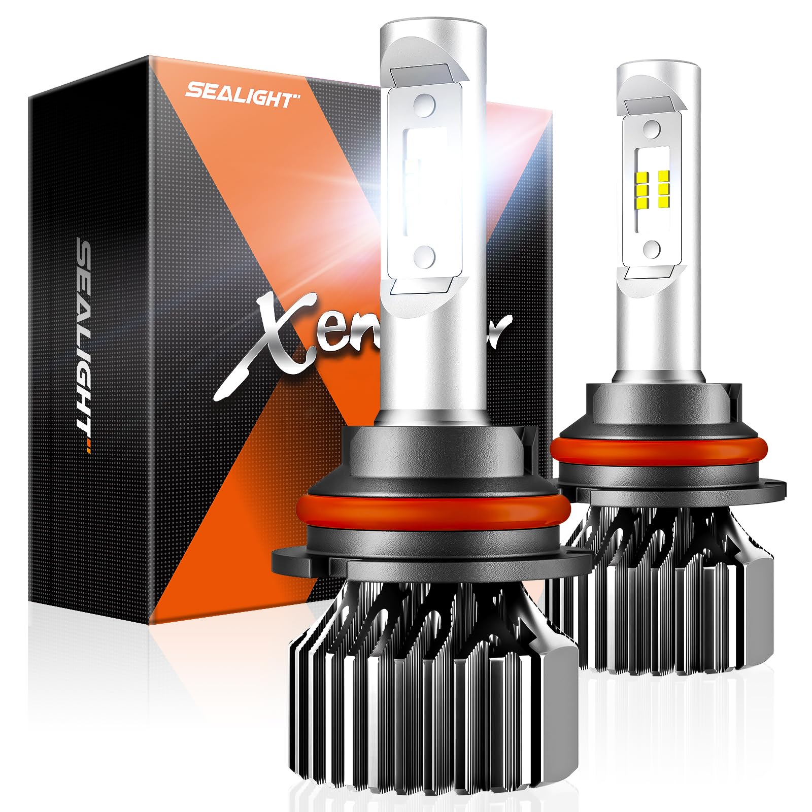 SEALIGHT 9007/HB5 Fog Bulbs, 800% Off-Road Use Bulbs Powersports Light Bulbs, 9007 Driving Light LED, 6000k White, Plug-N-Play, Pack of 2 Image