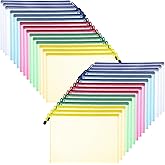 Pafeooui 50 Pcs Mesh Zipper Bags, A4 Size Pouch Bags, 5 Colors Waterproof Reusable Plastic Zipper Pouches, Multipurpose for Organizing, Home, Office, and Travel Storage