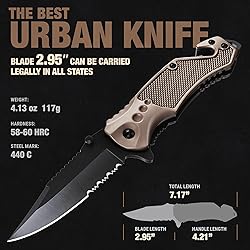 Legal Pocket Knife Coyote Tan - 2.95” Sharp