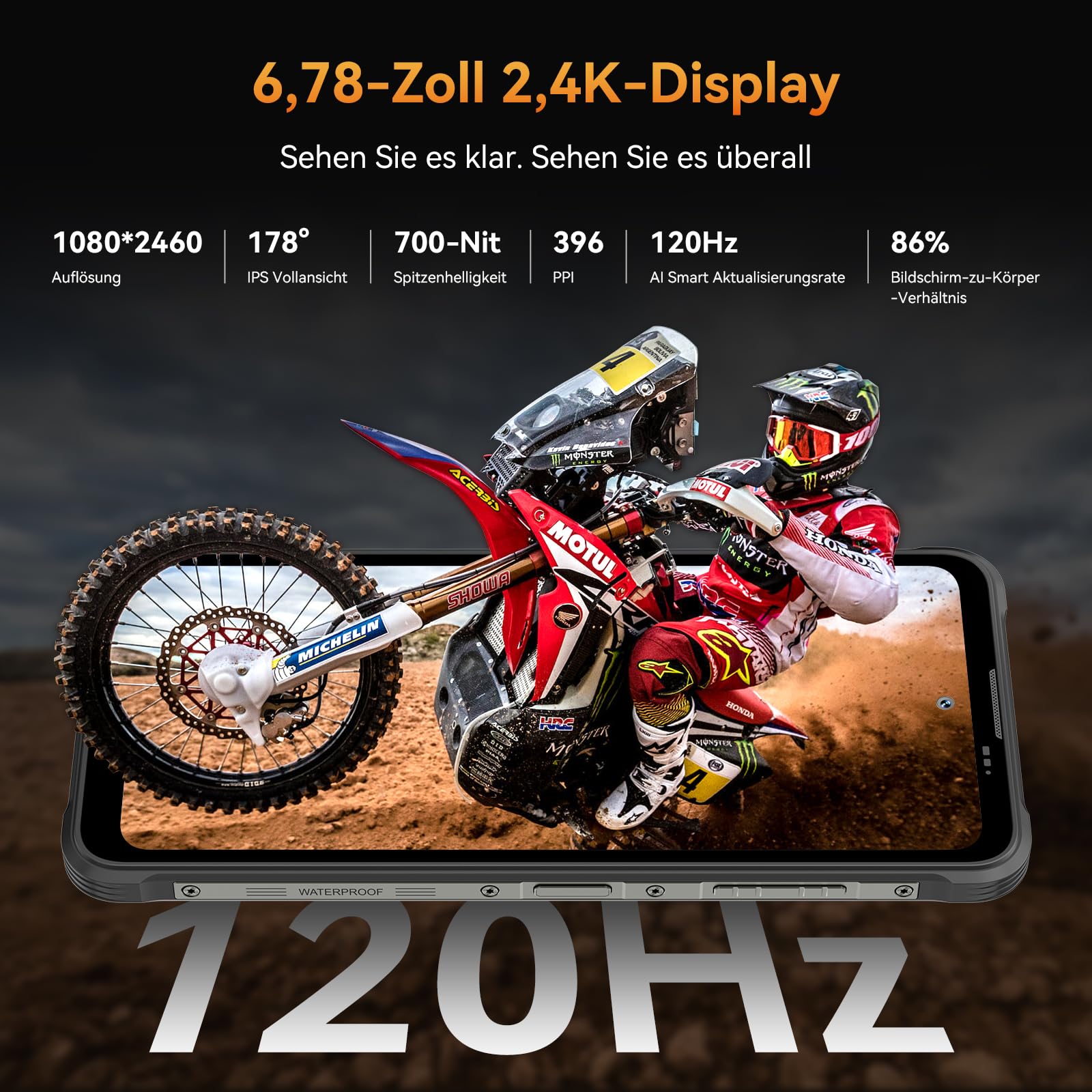 Blackview Fort 5 Outdoor Smartphone, 108MP+50MP+13MP Nachtsicht, 248g/10.7mm Ultra-Thin Android 16 Outdoor Handy Ohne Vertrag, 36GB+256GB/2TB Baustellenhandy, 6.78'' 120Hz, MTKG100, IP69K/ NFC/700Nits 3