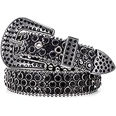 JKEEMI Kids Rhinestone Belt for Girls Boys Western Cowboy Cowgirl Belts Diamond Studded Bling Leather Belt for Kids