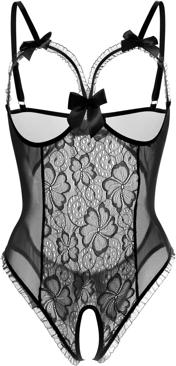 Yinggeli Women Lingerie One Piece Teddy Lingerie Mini Sexy Lingerie (Black,S)