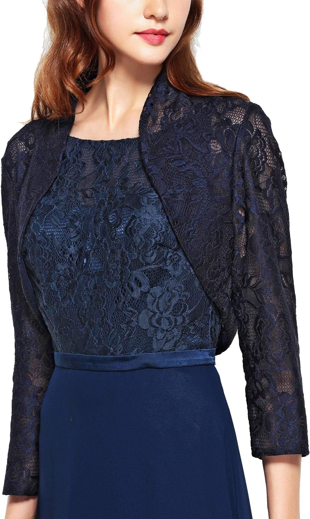 Chic Queen Women's Long Sleeve Floral Lace Shrug Bolero Cardigan