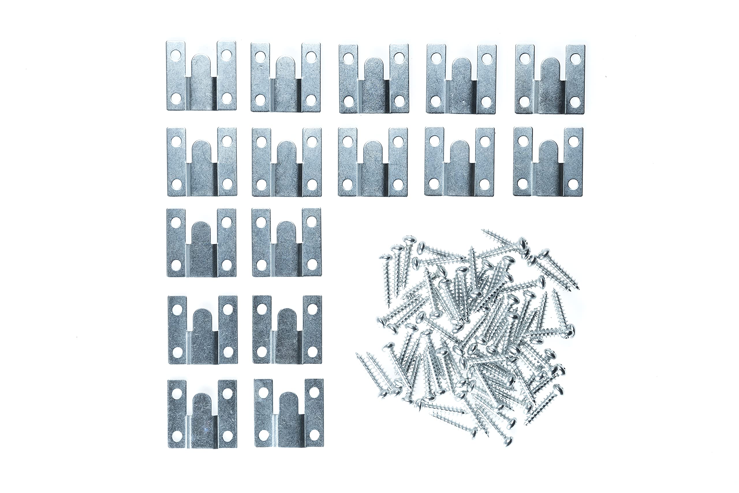 Brackit 80 Piece Flush Mount Concealed Bracket & Fixing Set - 36 x 36mm - Galvanised Steel Hidden Headboard Hanging Bracket Kit - Inc Screws & Fixings – for Furniture Assembly, Home Décor & Display