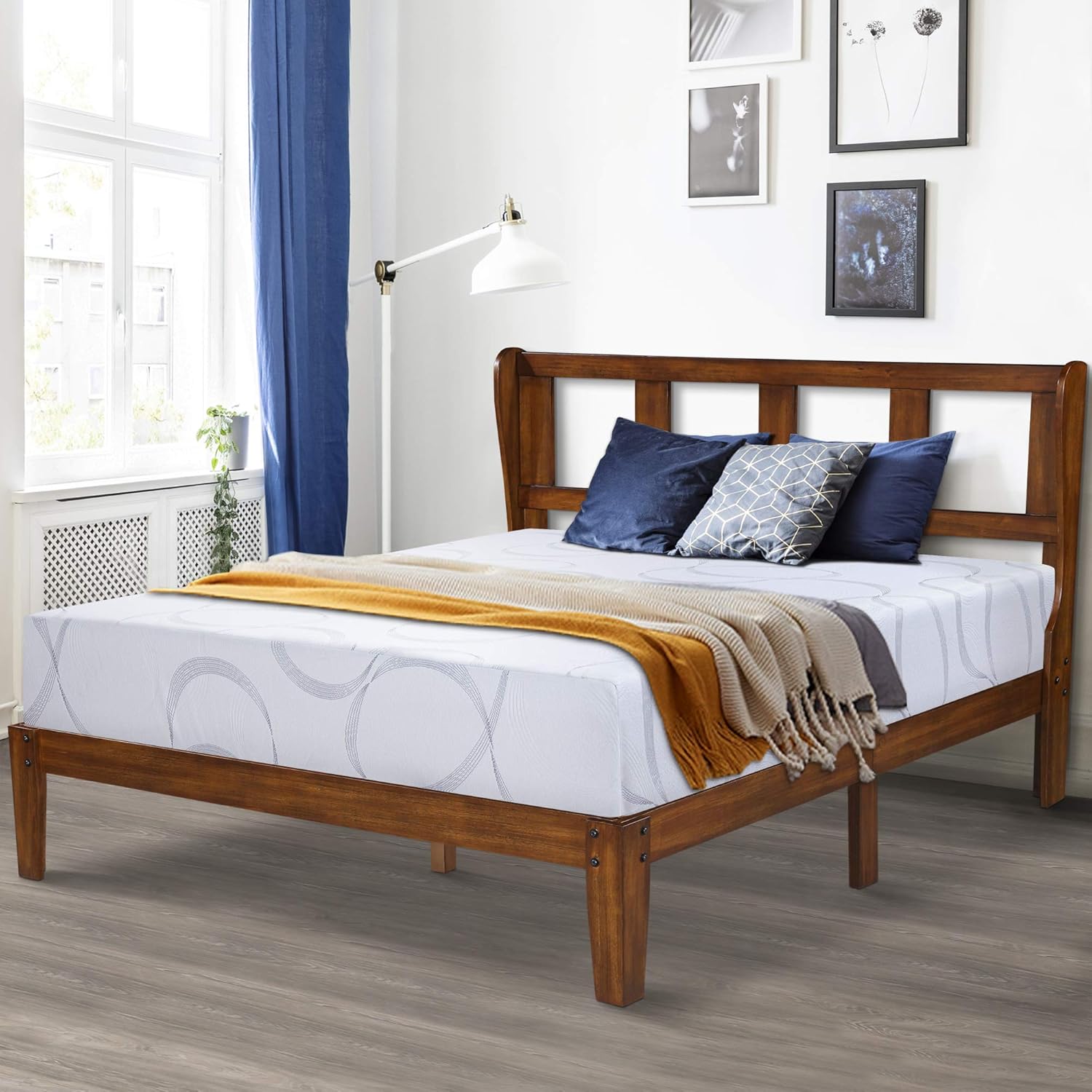 Best light wood king bed frame with slats