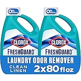 Clorox FreshGuard Liquid Laundry Odor Remover, Clean Linen Scent, 42 fl.oz. | Laundry Booster Additive for Odor Removal, Fights Up to 100 Percent of Musty Odors in One Wash, Bleach Free
