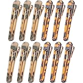 Cobahom 12 Pack 3.26 Inch Chic Tortoise Shell Barrettes, Alligator Hair Clips with Leopard Print for Styling Thin or Thick Hair