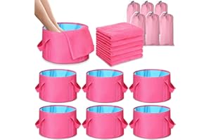 FillTouch 12 Pcs 15L Foldable Foot Soaking Tub Kit Portable Foot Bath Tub Foldable Foot Basin Bath Foot Tub for Soaking Feet with Towel and Storage Bag Soak Spa Bucket for Travel Camping(Rose Red)
