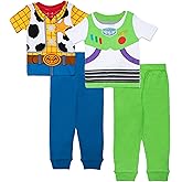 Disney boys 4-piece Snug-fit Cotton Pajama Set, Soft & Cute for Kids, BUZZ AND WOODY, 2T